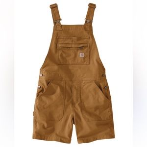 NWOT CARHARTT WOMEN RUGGED FLEX RELAXED FIT CANVAS SHORTALLS OVERALLS - MEDIUM